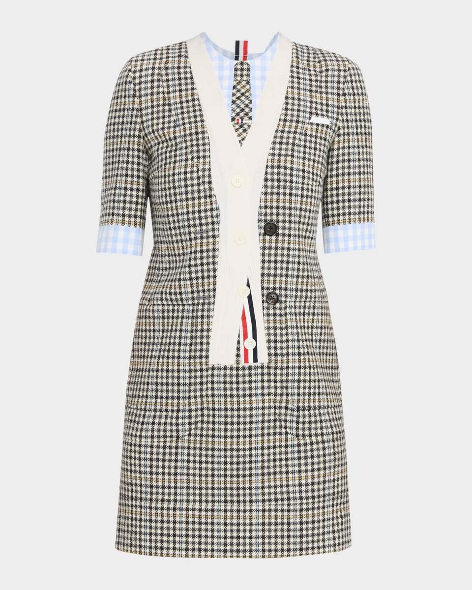 Trompe L'Oeil Short-Sleeve Mini Dress